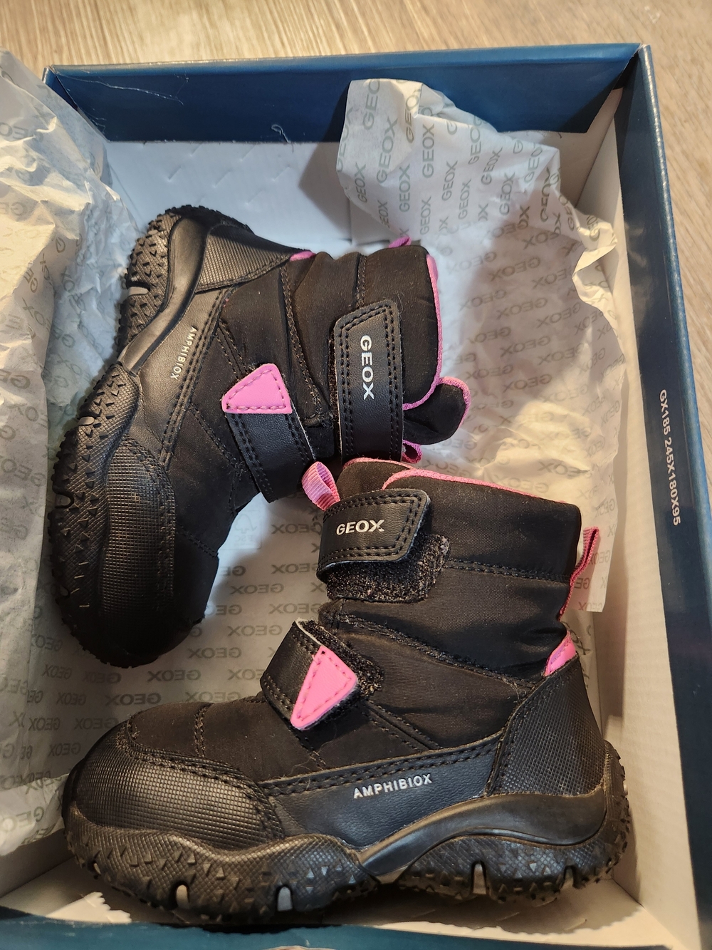 Geox Kids' Black and Pink Amphibiox Winter Boots